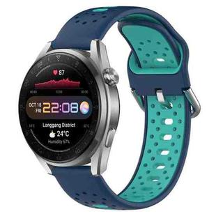 For Huawei Watch 3 Pro New 22mm Breathable Two-Color Silicone Watch Band(Blue+Teal)