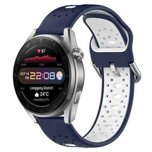 For Huawei Watch 3 Pro New 22mm Breathable Two-Color Silicone Watch Band(Midnight Blue+White)