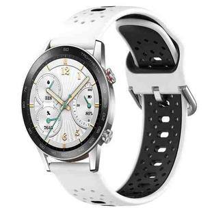 For Honor Watch GS 3i 22mm Breathable Two-Color Silicone Watch Band(White+Black)