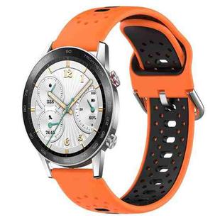 For Honor Watch GS 3i 22mm Breathable Two-Color Silicone Watch Band(Orange+Black)