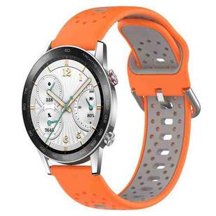 For Honor Watch GS 3i 22mm Breathable Two-Color Silicone Watch Band(Orange+Grey)