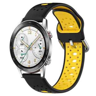 For Honor Watch GS 3i 22mm Breathable Two-Color Silicone Watch Band(Black+Yellow)