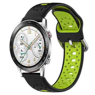 For Honor Watch GS 3i 22mm Breathable Two-Color Silicone Watch Band(Black+Lime Green)