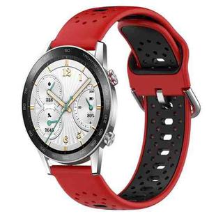 For Honor Watch GS 3i 22mm Breathable Two-Color Silicone Watch Band(Red+Black)