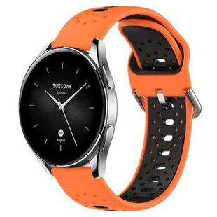For Xiaomi Watch S2 42mm 22mm Breathable Two-Color Silicone Watch Band(Orange+Black)