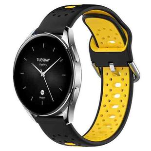 For Xiaomi Watch S2 42mm 22mm Breathable Two-Color Silicone Watch Band(Black+Yellow)