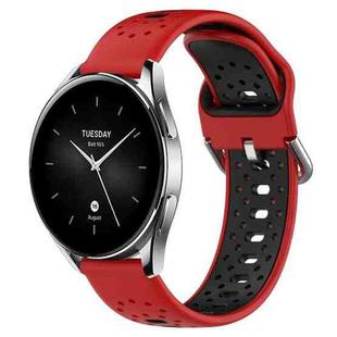 For Xiaomi Watch S2 42mm 22mm Breathable Two-Color Silicone Watch Band(Red+Black)