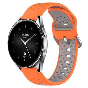 For Xiaomi Watch S2 46mm 22mm Breathable Two-Color Silicone Watch Band(Orange+Grey)