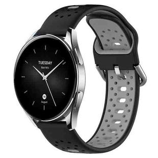 For Xiaomi Watch S2 46mm 22mm Breathable Two-Color Silicone Watch Band(Black+Grey)