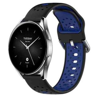 For Xiaomi Watch S2 46mm 22mm Breathable Two-Color Silicone Watch Band(Black+Blue)