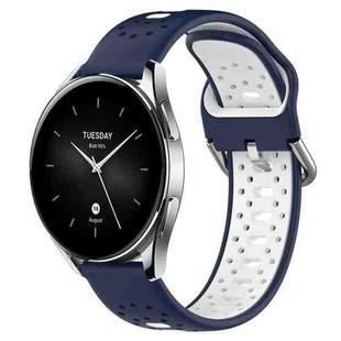 For Xiaomi Watch S2 46mm 22mm Breathable Two-Color Silicone Watch Band(Midnight Blue+White)