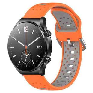 For Xiaomi MI Watch S1 22mm Breathable Two-Color Silicone Watch Band(Orange+Grey)