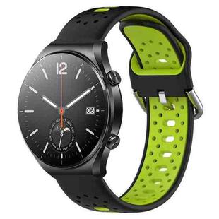 For Xiaomi MI Watch S1 22mm Breathable Two-Color Silicone Watch Band(Black+Lime Green)