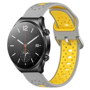 For Xiaomi MI Watch S1 22mm Breathable Two-Color Silicone Watch Band(Grey+Yellow)