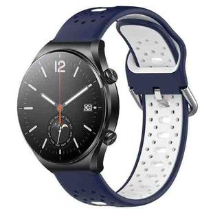 For Xiaomi MI Watch S1 22mm Breathable Two-Color Silicone Watch Band(Midnight Blue+White)