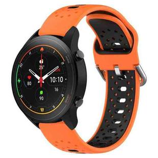 For Xiaomi MI Watch S1 Pro 22mm Breathable Two-Color Silicone Watch Band(Orange+Black)