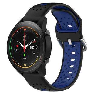 For Xiaomi MI Watch S1 Pro 22mm Breathable Two-Color Silicone Watch Band(Black+Blue)