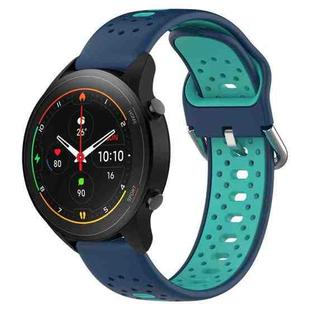 For Xiaomi MI Watch S1 Pro 22mm Breathable Two-Color Silicone Watch Band(Blue+Teal)