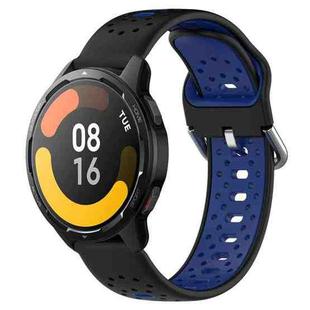 For Xiaomi Watch S1 Active 22mm Breathable Two-Color Silicone Watch Band(Black+Blue)