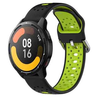For Xiaomi Watch S1 Active 22mm Breathable Two-Color Silicone Watch Band(Black+Lime Green)