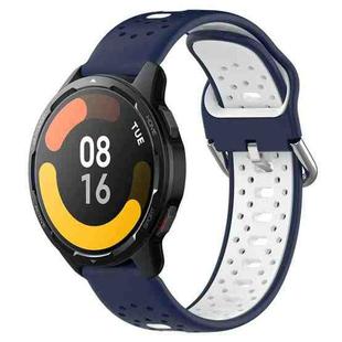 For Xiaomi Watch S1 Active 22mm Breathable Two-Color Silicone Watch Band(Midnight Blue+White)