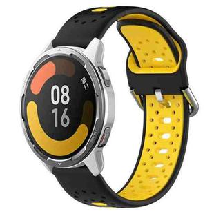 For Xiaomi MI Watch Color 2 22mm Breathable Two-Color Silicone Watch Band(Black+Yellow)