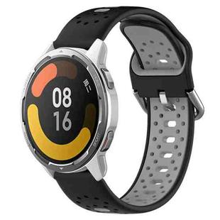 For Xiaomi MI Watch Color 2 22mm Breathable Two-Color Silicone Watch Band(Black+Grey)