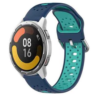 For Xiaomi MI Watch Color 2 22mm Breathable Two-Color Silicone Watch Band(Blue+Teal)
