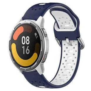 For Xiaomi MI Watch Color 2 22mm Breathable Two-Color Silicone Watch Band(Midnight Blue+White)