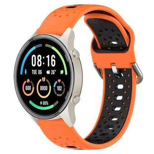 For Xiaomi MI Watch Sport 22mm Breathable Two-Color Silicone Watch Band(Orange+Black)