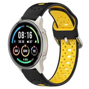For Xiaomi MI Watch Sport 22mm Breathable Two-Color Silicone Watch Band(Black+Yellow)