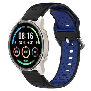 For Xiaomi MI Watch Sport 22mm Breathable Two-Color Silicone Watch Band(Black+Blue)