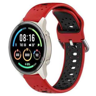 For Xiaomi MI Watch Sport 22mm Breathable Two-Color Silicone Watch Band(Red+Black)