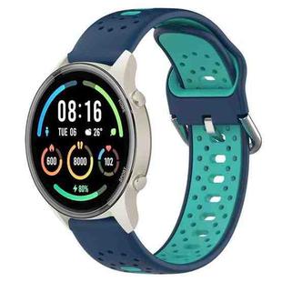 For Xiaomi MI Watch Sport 22mm Breathable Two-Color Silicone Watch Band(Blue+Teal)