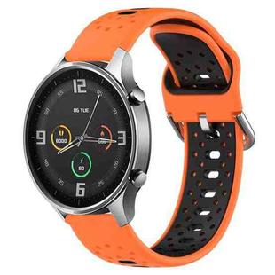 For Xiaomi MI Watch Color 22mm Breathable Two-Color Silicone Watch Band(Orange+Black)