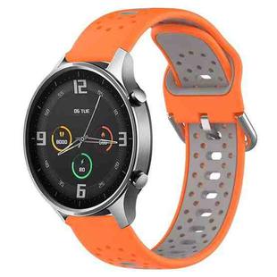 For Xiaomi MI Watch Color 22mm Breathable Two-Color Silicone Watch Band(Orange+Grey)