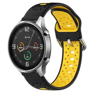 For Xiaomi MI Watch Color 22mm Breathable Two-Color Silicone Watch Band(Black+Yellow)