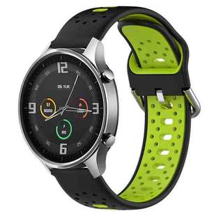 For Xiaomi MI Watch Color 22mm Breathable Two-Color Silicone Watch Band(Black+Lime Green)