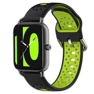 For  Xiaomi Haylou RS4 LS12 22mm Breathable Two-Color Silicone Watch Band(Black+Lime Green)