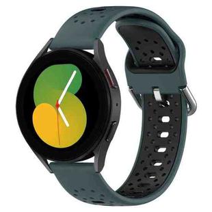 For Amazfit GTR 4 22mm Breathable Two-Color Silicone Watch Band(Olive Green+Black)