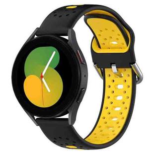 For Amazfit GTR 4 22mm Breathable Two-Color Silicone Watch Band(Black+Yellow)