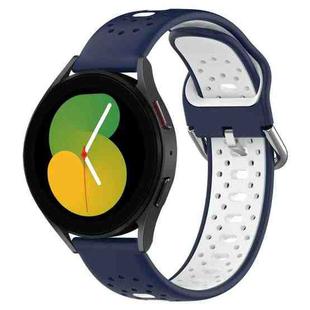 For Amazfit GTR 4 22mm Breathable Two-Color Silicone Watch Band(Midnight Blue+White)