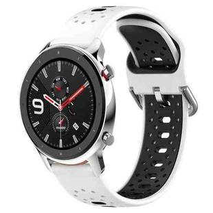 For Amazfit GTR 4 Pro 22mm Breathable Two-Color Silicone Watch Band(White+Black)