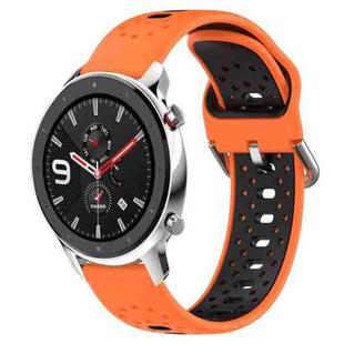 For Amazfit GTR 4 Pro 22mm Breathable Two-Color Silicone Watch Band(Orange+Black)