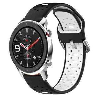 For Amazfit GTR 4 Pro 22mm Breathable Two-Color Silicone Watch Band(Black+White)