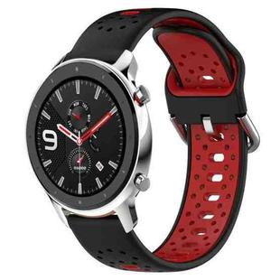 For Amazfit GTR 4 Pro 22mm Breathable Two-Color Silicone Watch Band(Black+Red)