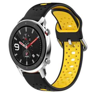 For Amazfit GTR 4 Pro 22mm Breathable Two-Color Silicone Watch Band(Black+Yellow)