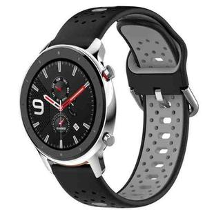 For Amazfit GTR 4 Pro 22mm Breathable Two-Color Silicone Watch Band(Black+Grey)