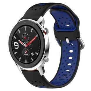 For Amazfit GTR 4 Pro 22mm Breathable Two-Color Silicone Watch Band(Black+Blue)