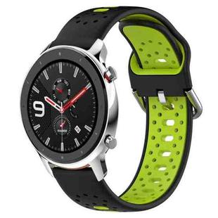 For Amazfit GTR 4 Pro 22mm Breathable Two-Color Silicone Watch Band(Black+Lime Green)